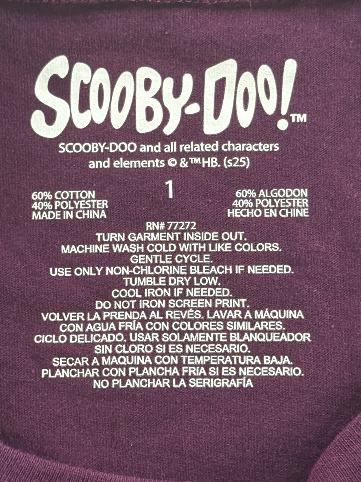 Scooby Doo Womens 1X Purple Mystery Gang Graphic Tee Shirt Velma Shaggy Daphne