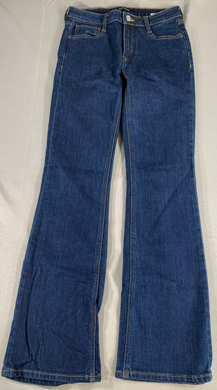 Frank And Oak Womens Jeans 26 The Bootcut Dark Wash Mid Rise Stretch Denim 29x30