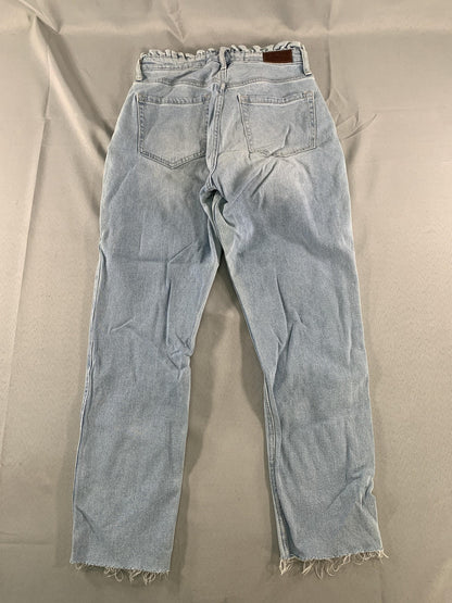 Hollister Curvy High-Rise Mom Jeans Womens 3R Light Wash Denim Raw Hem W26 L27