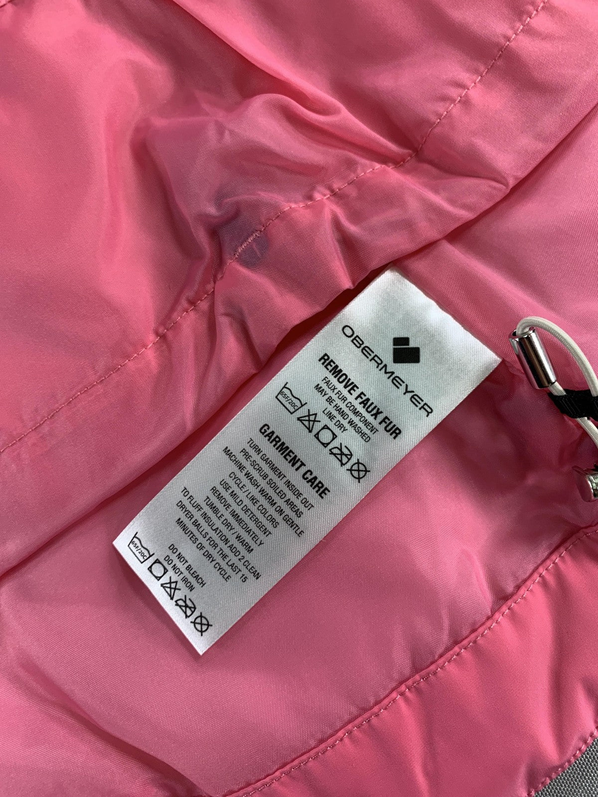 Obermeyer Jacket Womens 10 Pink Glossy Faux Fur Hood Insulated Ski Snow 11224