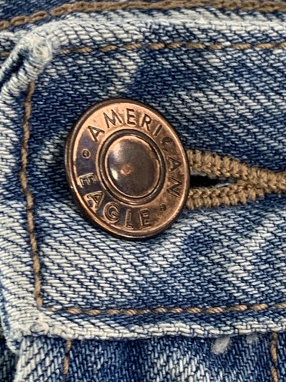 American Eagle Jeans Womens 0 Blue Light Wash Relaxed Mom Jean Distressed Ripped