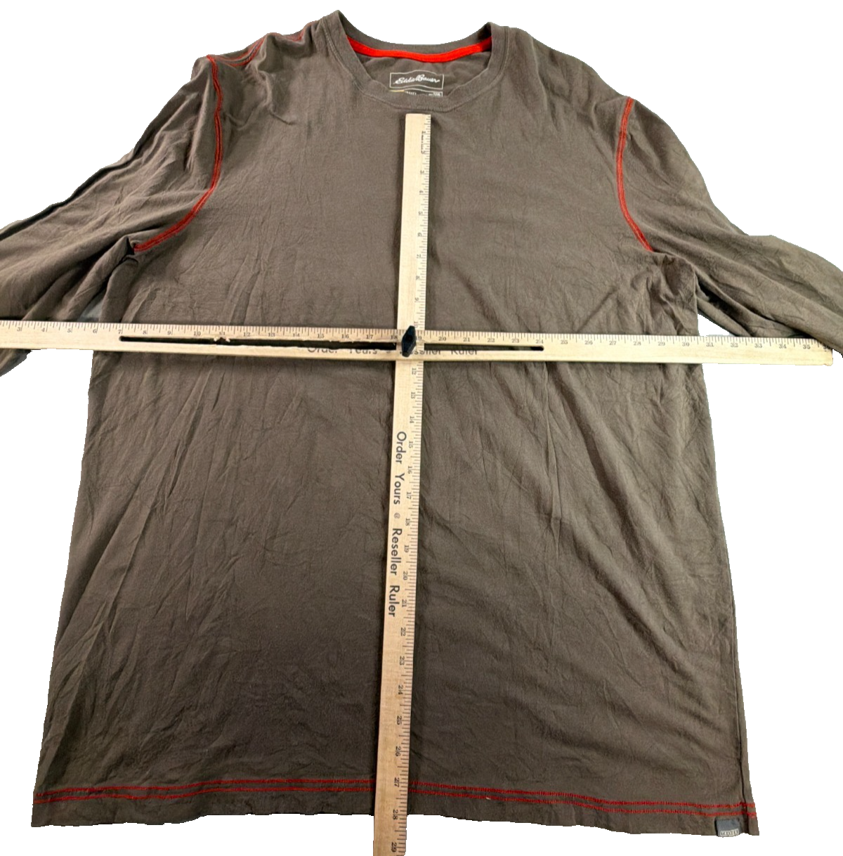 Eddie Bauer Travex Mens T2XL Tall 2XL Brown Long Sleeve Crew Tee Shirt Hiking