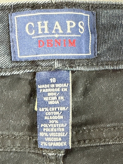 CHAPS Straight Leg Jeans 16 Black Cotton Blend Fit India Denim Classic Boho