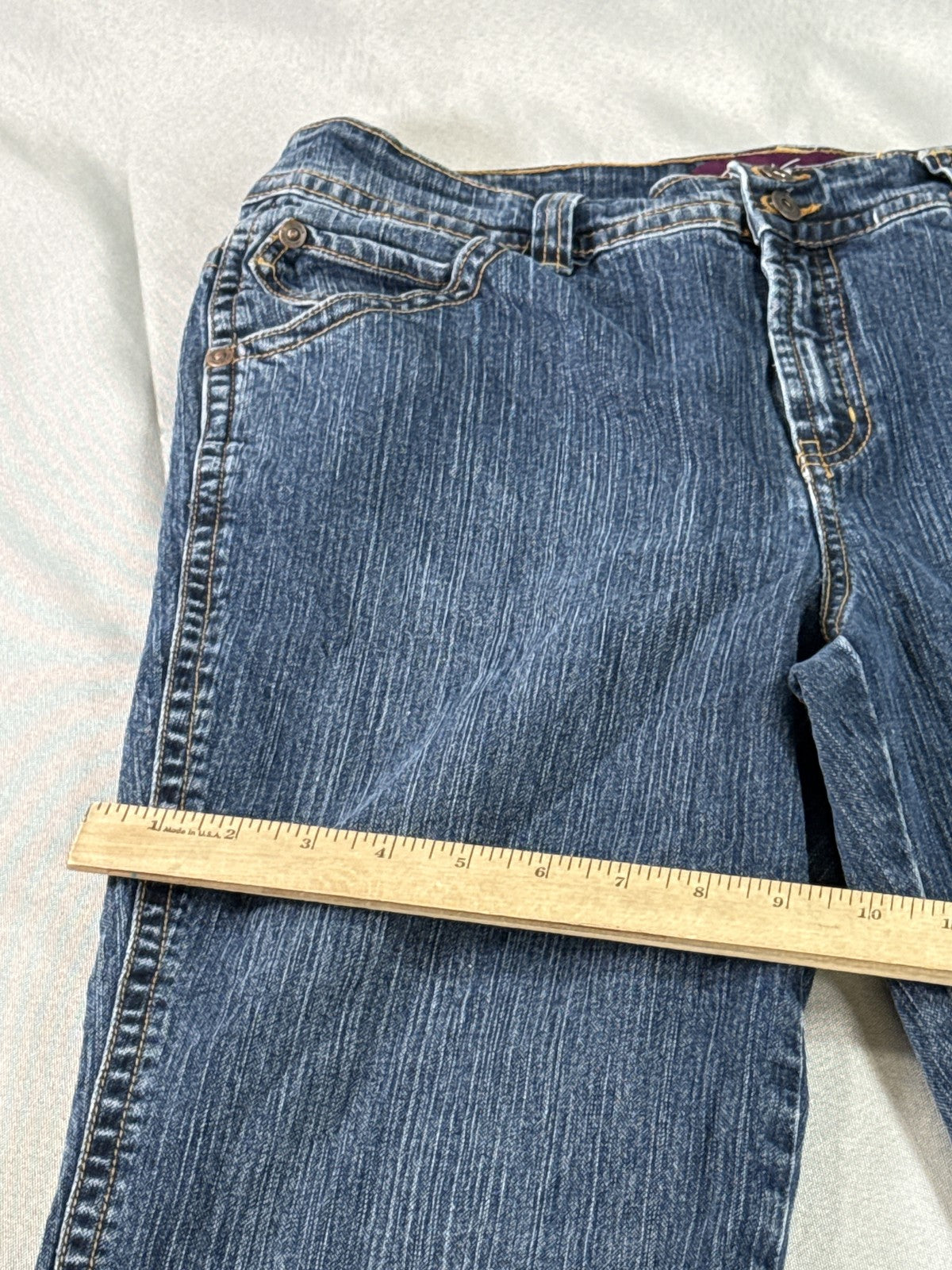Gloria Vanderbilt Amanda Straight Leg Jeans Womens 12 Blue Cotton Blend Mid Slim