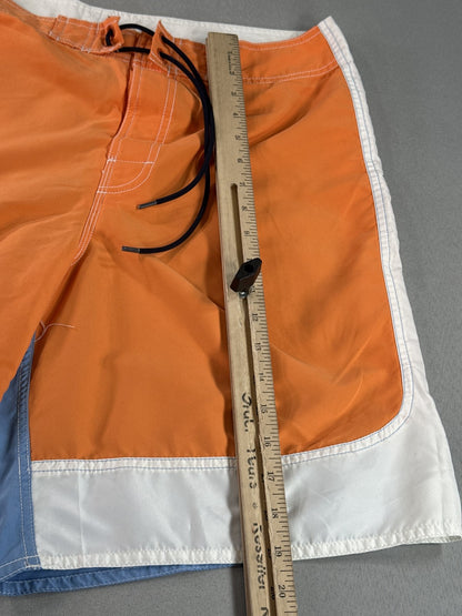 Tommy Hilfiger Colorblock Swim Trunks M Orange/White/Blue 100% Polyester