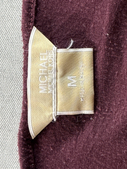 Michael Kors Long Sleeve Scoop Neck Stretch Top Womens M Burgundy Polyester Gold