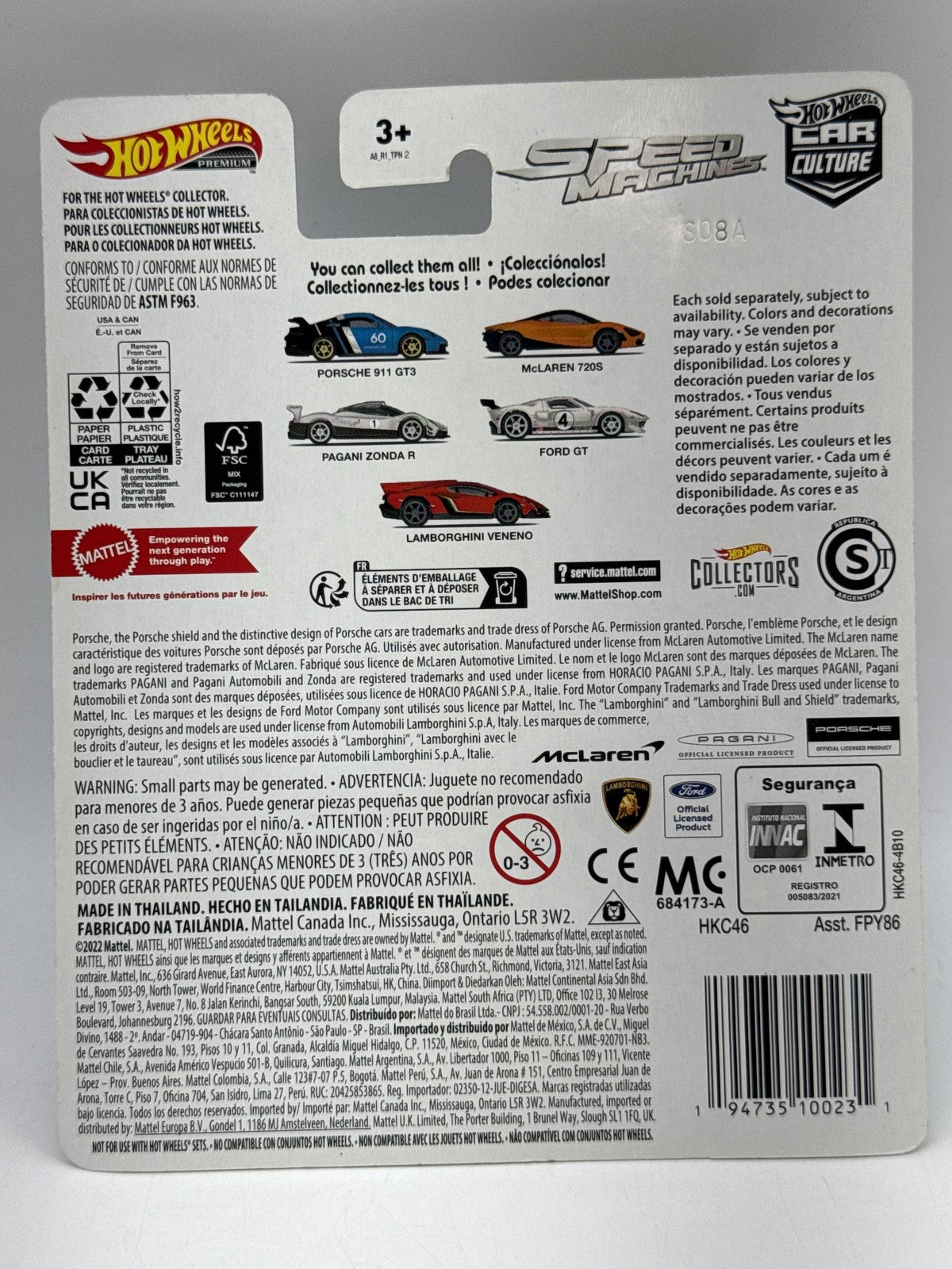Hot Wheels Speed Machines Ford GT Collectible Diecast Car 1:64 Scale White Metal