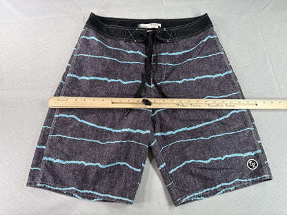 EZEKIEL ER113066B Board Shorts 32 Black Striped 100% POLYESTER Regular Fit