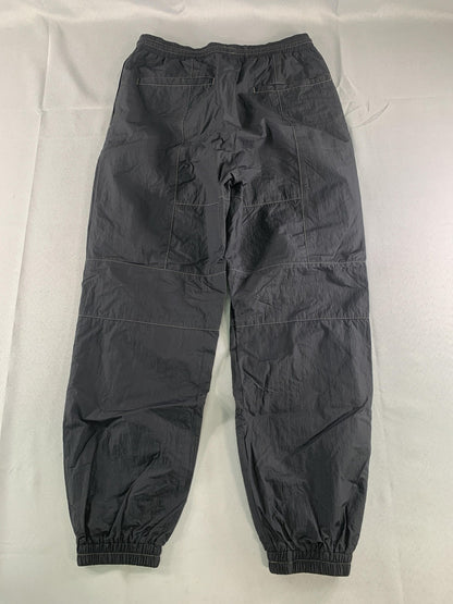 IISE Jogger Pants Mens Small Black Crinkle Nylon Elastic Cuff Relaxed Fit Casual