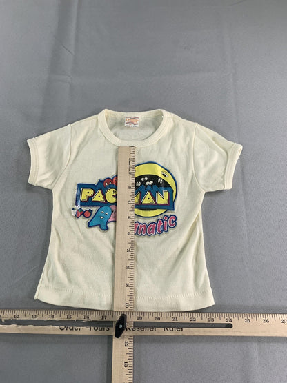 Vintage Pac-Man Fanatic Shirt Boys 4T White Andover Togs Made USA Arcade 80s