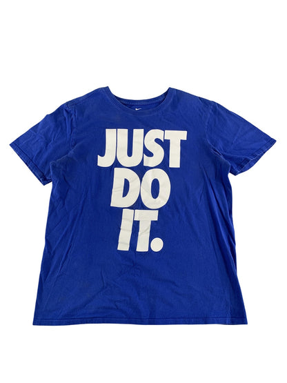 Nike Shirt Mens Large Blue Just Do It Swoosh Logo Athletic Graphic Tee Cotton