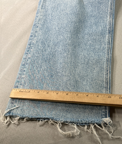 American Eagle Stretch Flare Jeans Women 38x30 Raw Hem Light Wash Denim