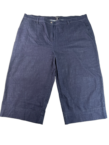 Eileen Fisher Denim Wide Leg Crop Pants Womens XL Blue Organic Cotton Stretch