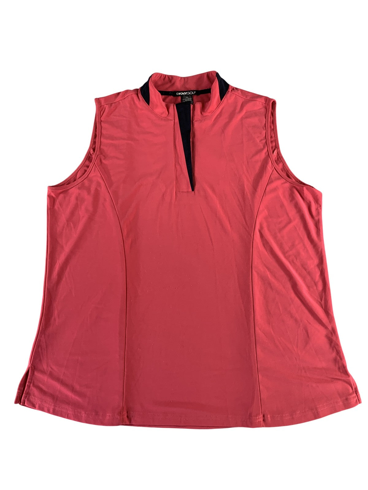 DKNY Golf Sleeveless Polo Shirt Womens XL Red Performance Stretch Athletic Top