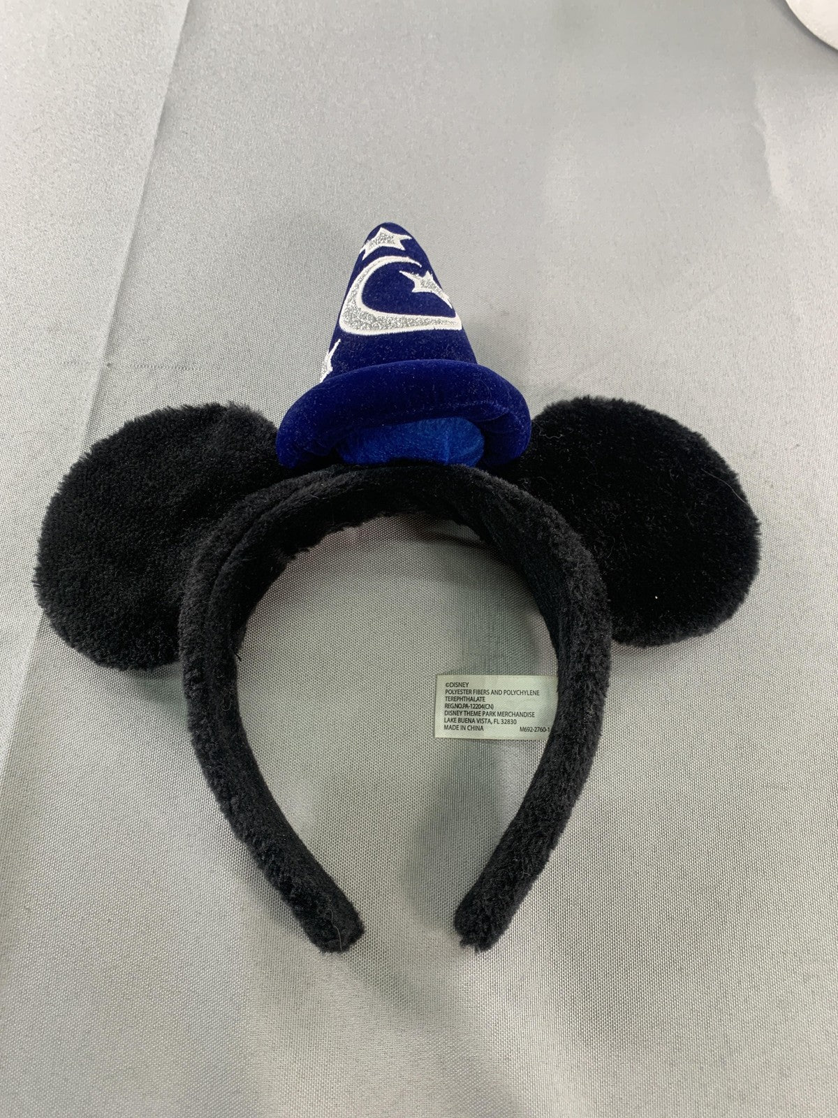 Disney Parks Sorcerer Mickey Mouse Ears Headband Adult Black Blue Hat Cap NWT