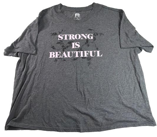Strong Is Beautiful FitCollective Womens 3X Charcoal Gray Floral Graphic Tee