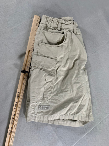 Columbia Mens Cargo Shorts 32 Beige Outdoor Utility Trail Hiking Pockets Elastic