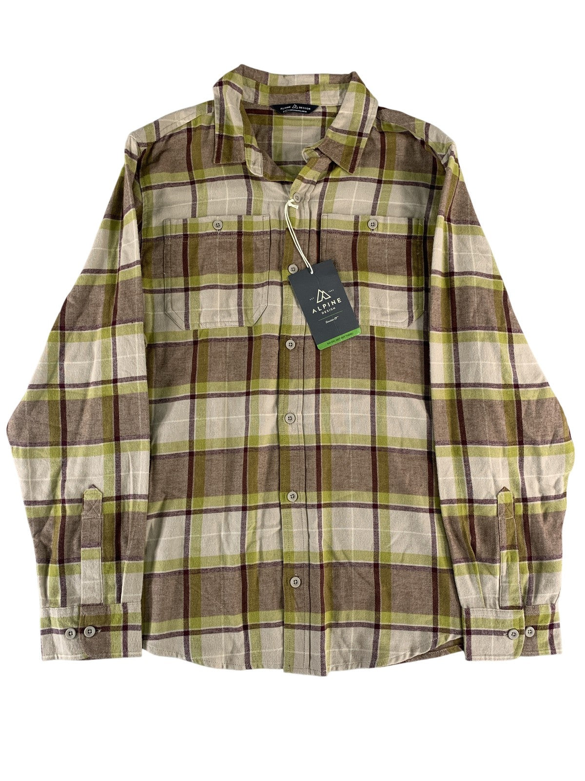 Alpine Design Flannel Shirt Mens Medium Plaid Button Up Outdoor Casual Apparel