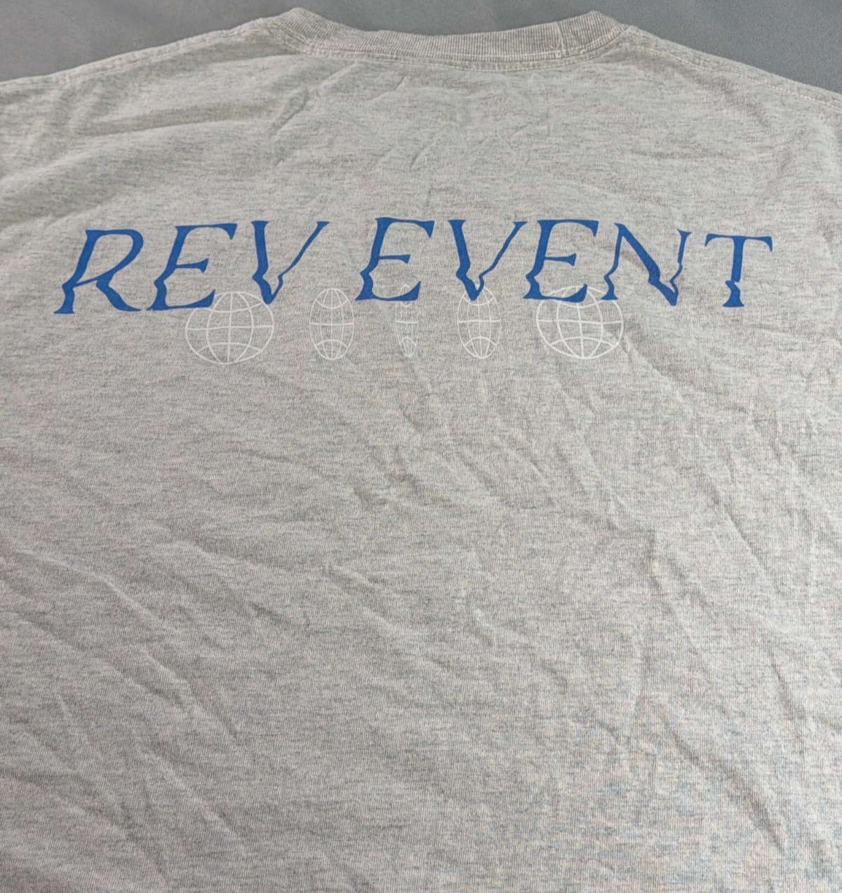 Champion Rev Event Globe Graphic Mens Large Gray Heather Tee Authentic Athletic