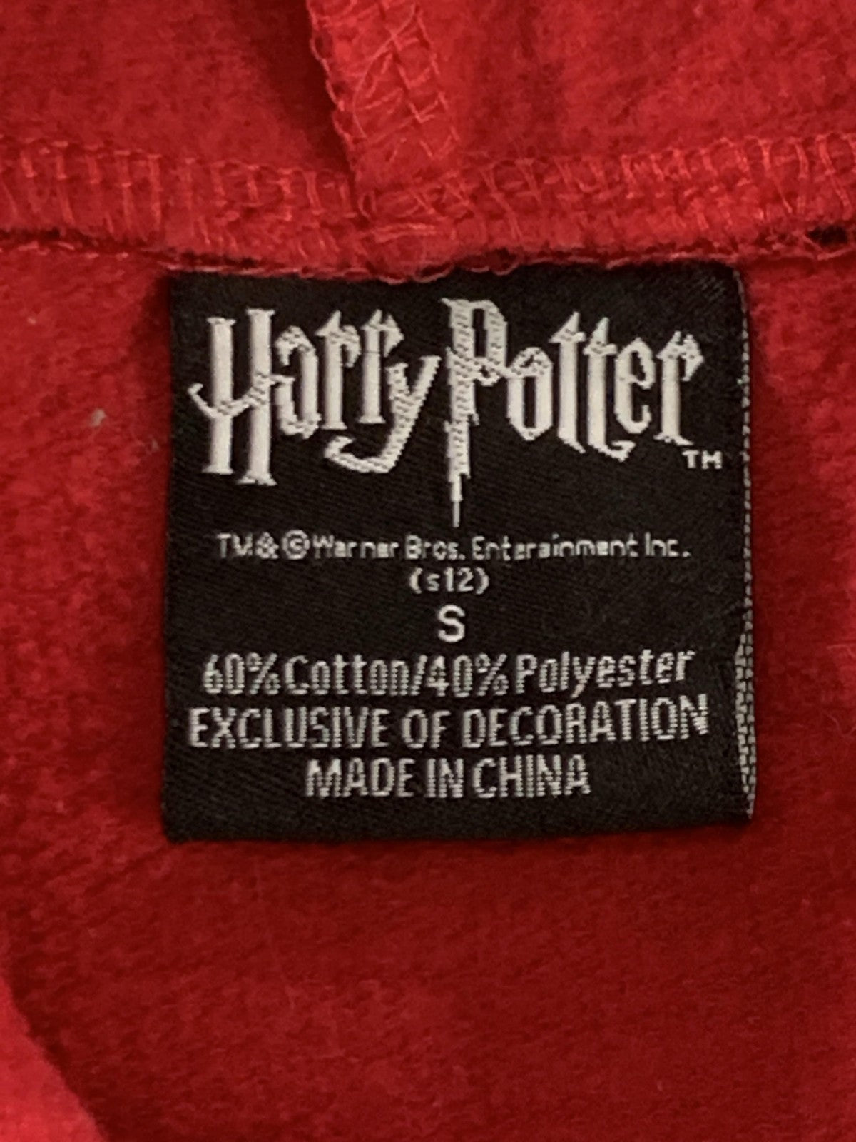 Harry Potter Hogwarts Hoodie Unisex Kids Small Red Black Fleece Varsity Jacket