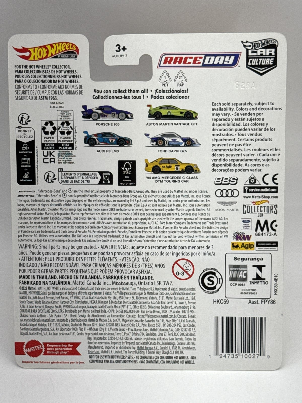Hot 1 Porsche Wheels 1/5 935 Purple/White Metal Race Car Premium Real