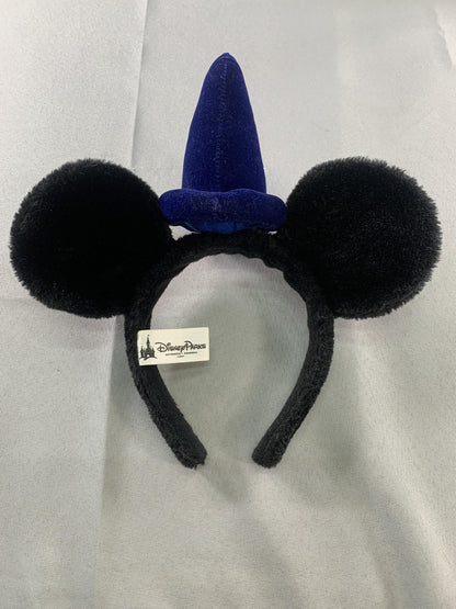 Disney Parks Sorcerer Mickey Mouse Ears Headband Adult Black Blue Hat Cap NWT
