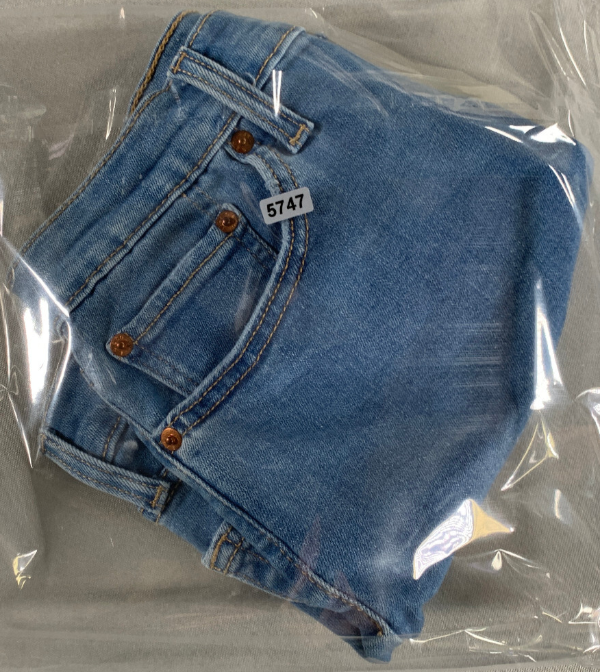 Levi’s 514 High Rise Distressed Jean Shorts W29 Raw Hem Button Fly Cutoff Blue