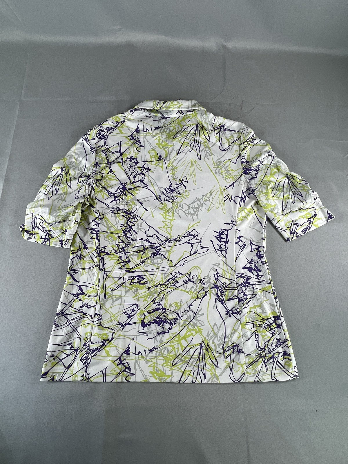 Nivo Polo Shirt Womens Medium Abstract Scribble Print Golf Stretch Lightweight