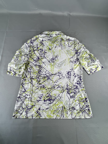 Nivo Polo Shirt Womens Medium Abstract Scribble Print Golf Stretch Lightweight