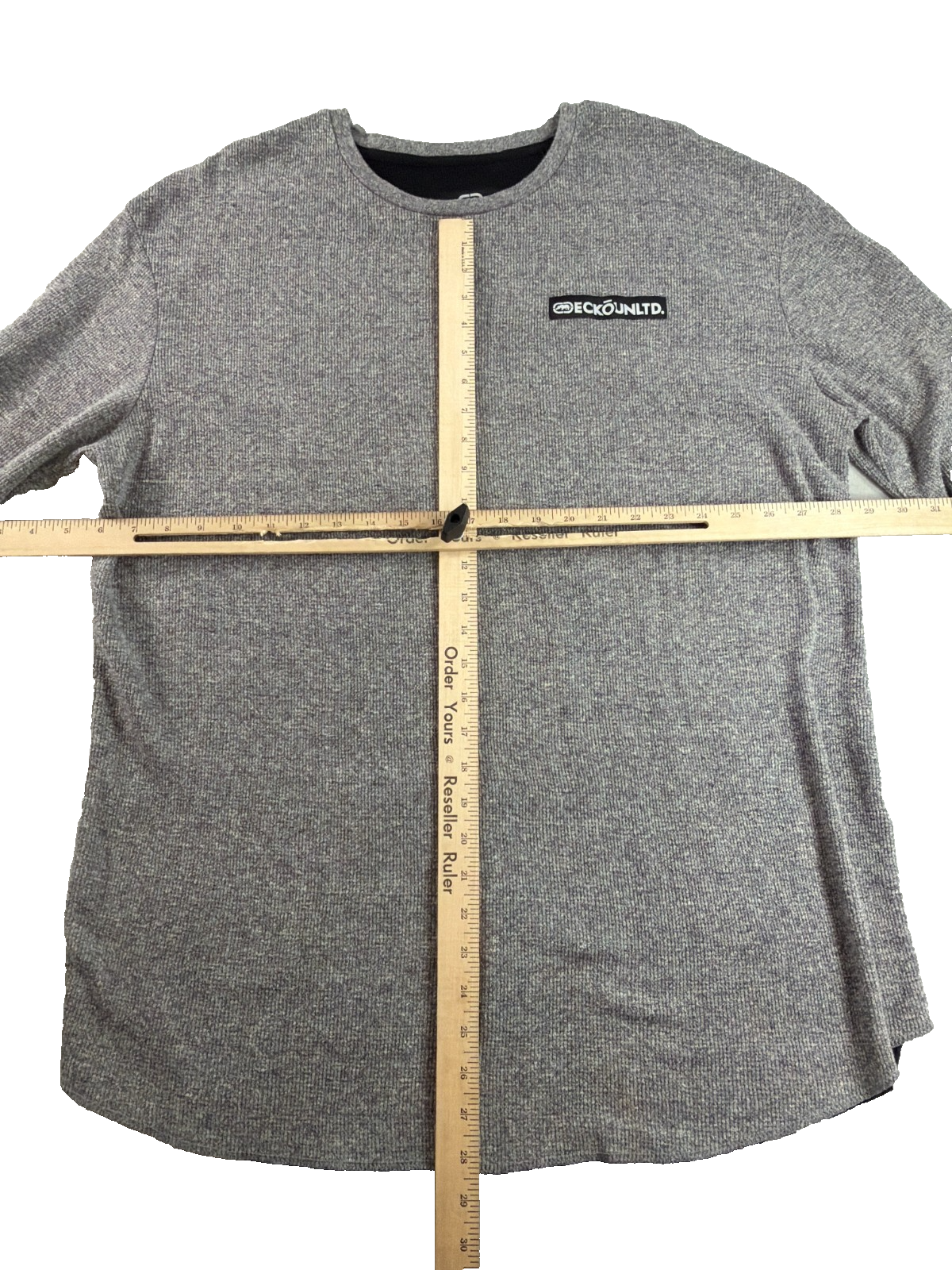 Ecko Unltd Thermal Long Sleeve Shirt Mens 3XL Gray Black Colorblock Waffle Knit