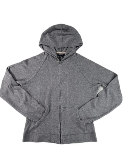 EXPRESS Zip Up Hoodie Gray Cotton Spandex Lightweight Full Long Sleeve Hooded M