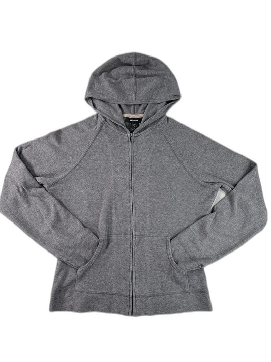 EXPRESS Zip Up Hoodie Gray Cotton Spandex Lightweight Full Long Sleeve Hooded M