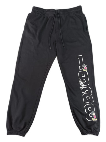 Mickey Mouse Black Jogger Pants L (12 14) Graphic Sweatpants Streetwear