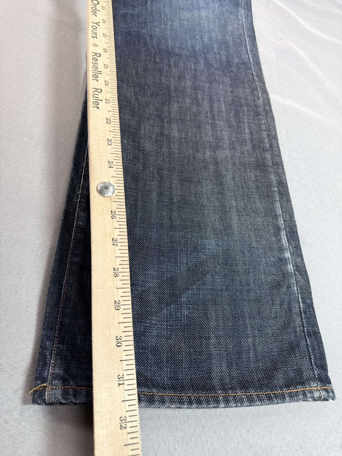 Evisu Straight Leg Jeans Mens 38 Blue 100% Cotton Regular Fit Vintage Grunge