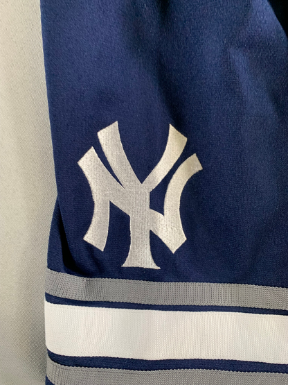 Yankees Jersey XXL Stitches Script Logo Button Up Navy Baseball Shirt Mens VTG