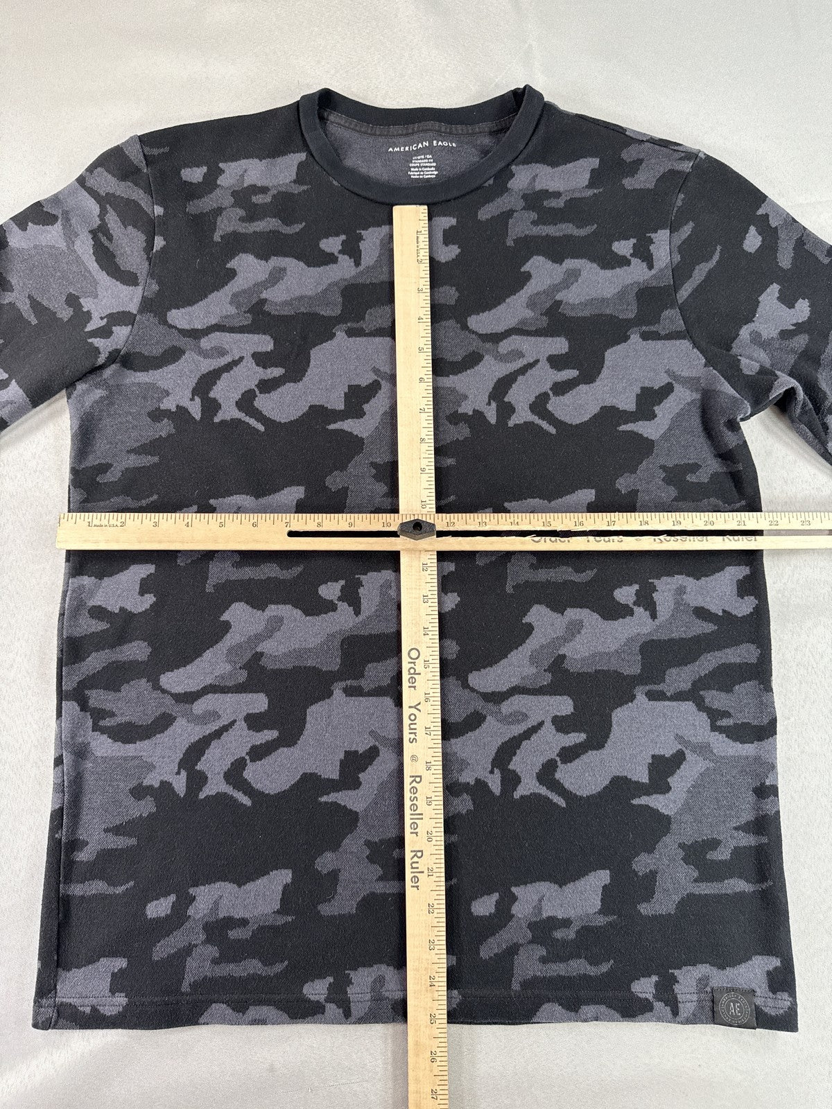 American Eagle Camo Sweatshirt LT Black/Gray Cotton Pullover Long Sleeve