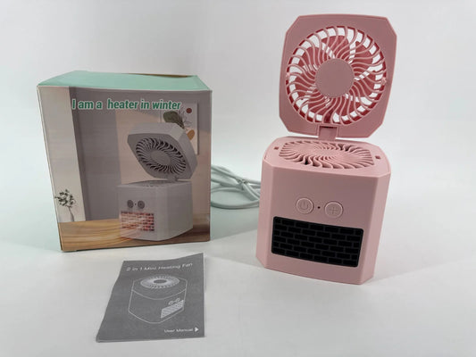 Mini Electric Heater Fan SGN-2203 Pink 2-in-1 Portable Quiet Desk Warmer Cooler