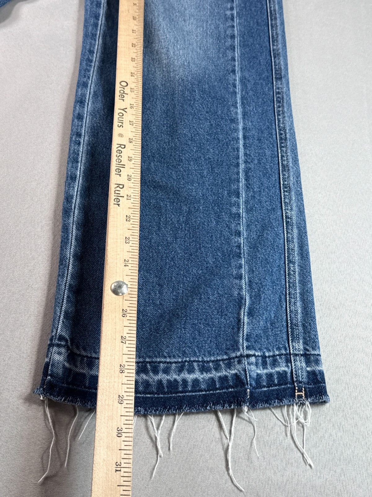 High Waist Wide Leg Jeans Womens S Baggy Frayed Hem Medium Wash Blue Denim SEMIR