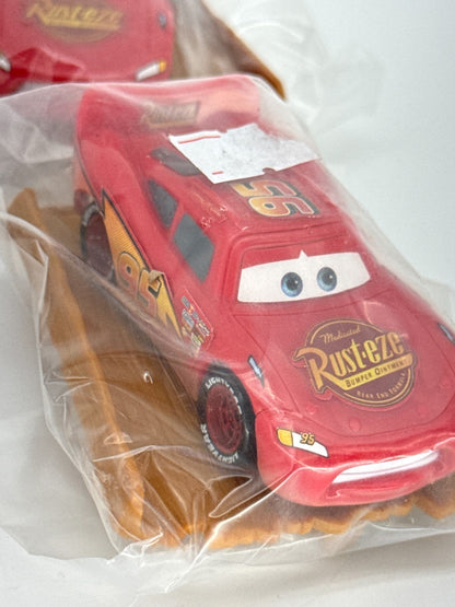 Disney Pixar Cars Lightning McQueen 95 Rusteze Red Toy Car Lot w Base Apparel