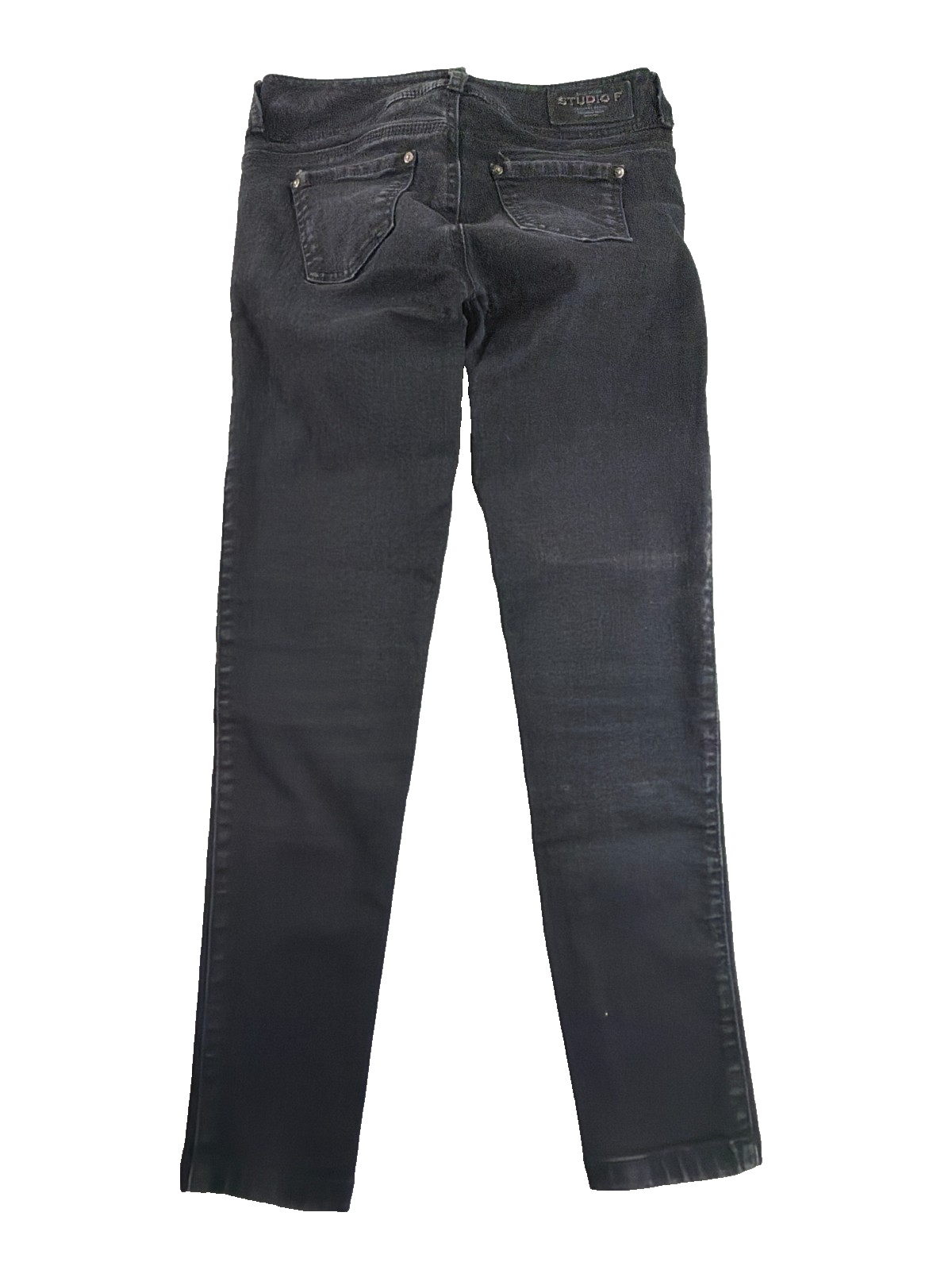Studio F Colombian Jeans Women 8 Black Double Button Skinny Slim Denim Original
