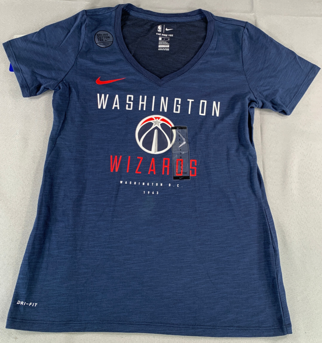 Nike NBA Washington Wizards Tee S Dri-FIT V-Neck Navy 1963 Graphic Shirt NWT