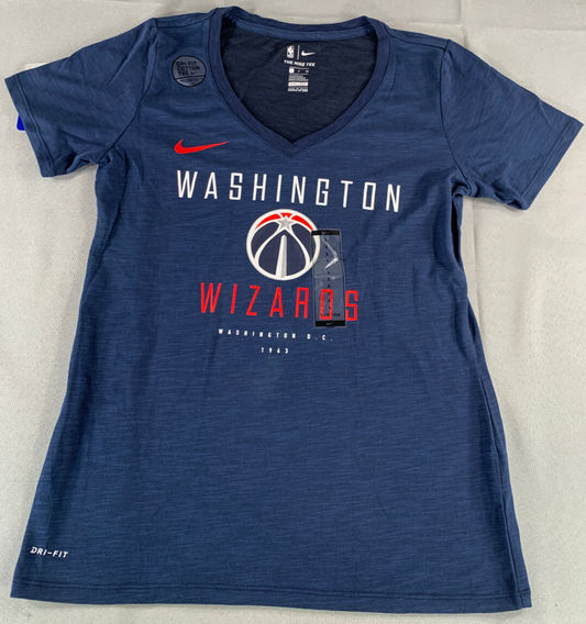 Nike NBA Washington Wizards Tee S Dri-FIT V-Neck Navy 1963 Graphic Shirt NWT