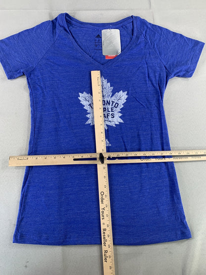 Toronto Maple Leafs Shirt Womens Large Blue NHL Hockey Adidas Tee T-Shirt New