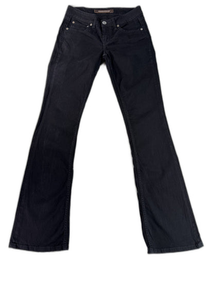 Yanuk Flare Jeans Womens 26 Black Cotton Blend Stretch Denim Five pocket Belt