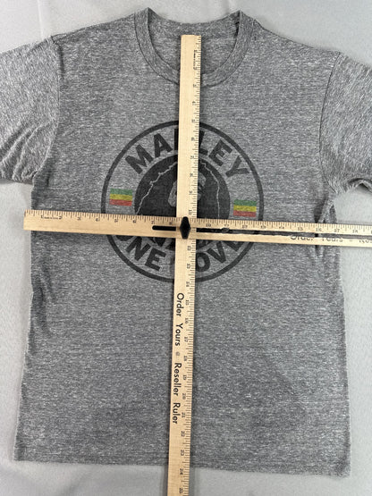 Zion Bob Marley Graphic Tee Grey Cotton Blend Short Sleeve Crewneck Reggae