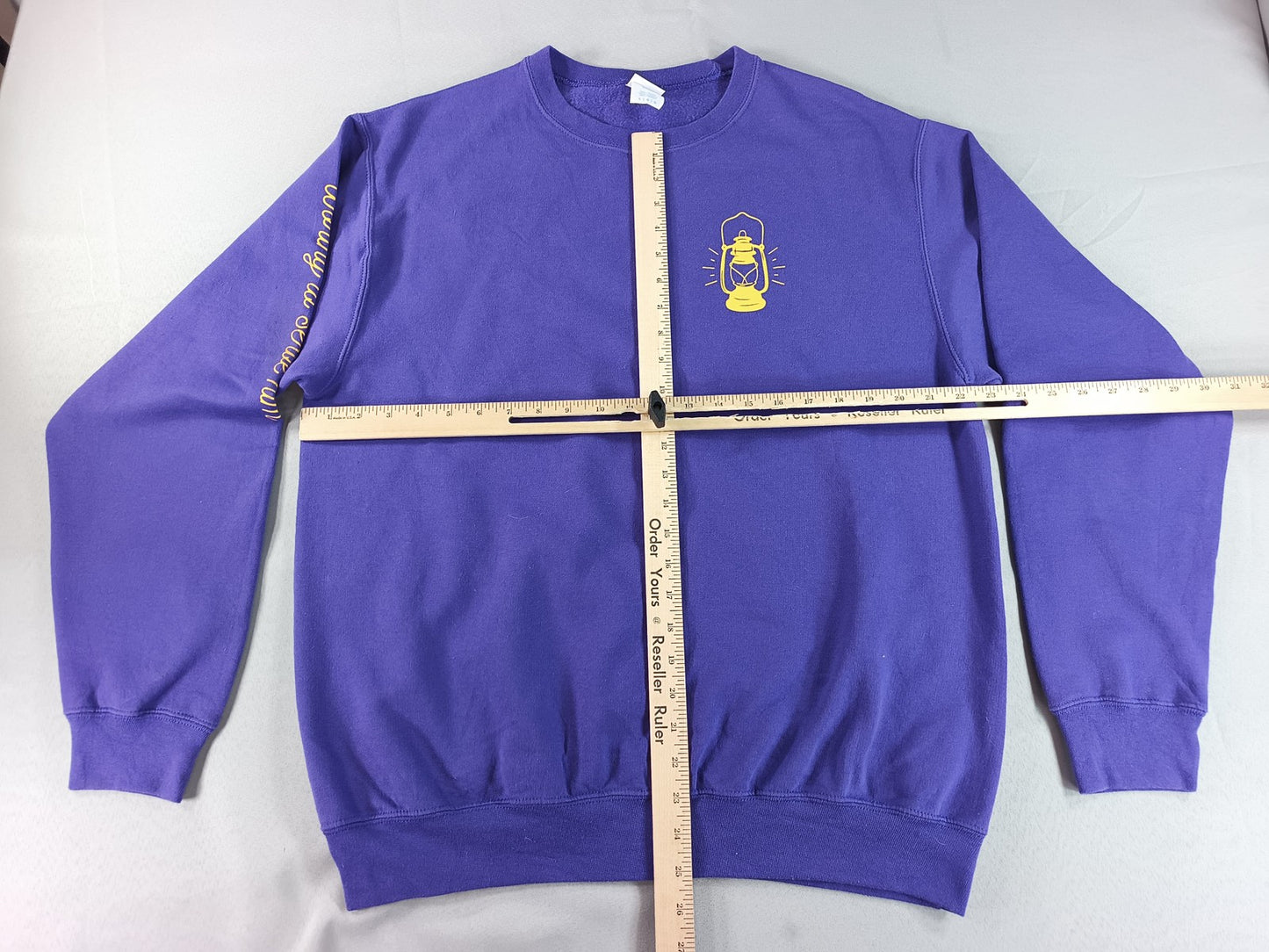 Port Company Lantern Graphic Sweatshirt L Purple Cotton Polyester Crewneck Long