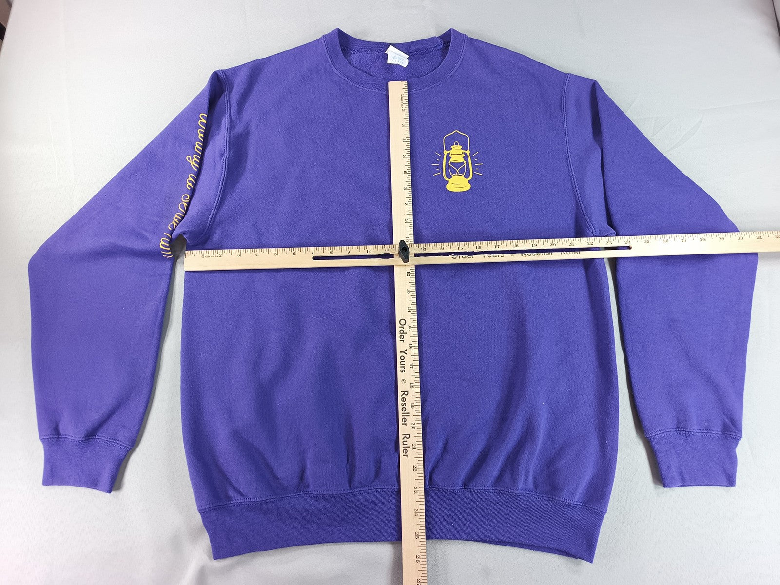 Port Company Lantern Graphic Sweatshirt L Purple Cotton Polyester Crewneck Long