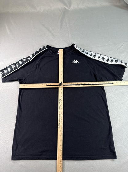Kappa 222 Banda Tee Mens XL Black White Logo Tape Crewneck Short Sleeve Athletic