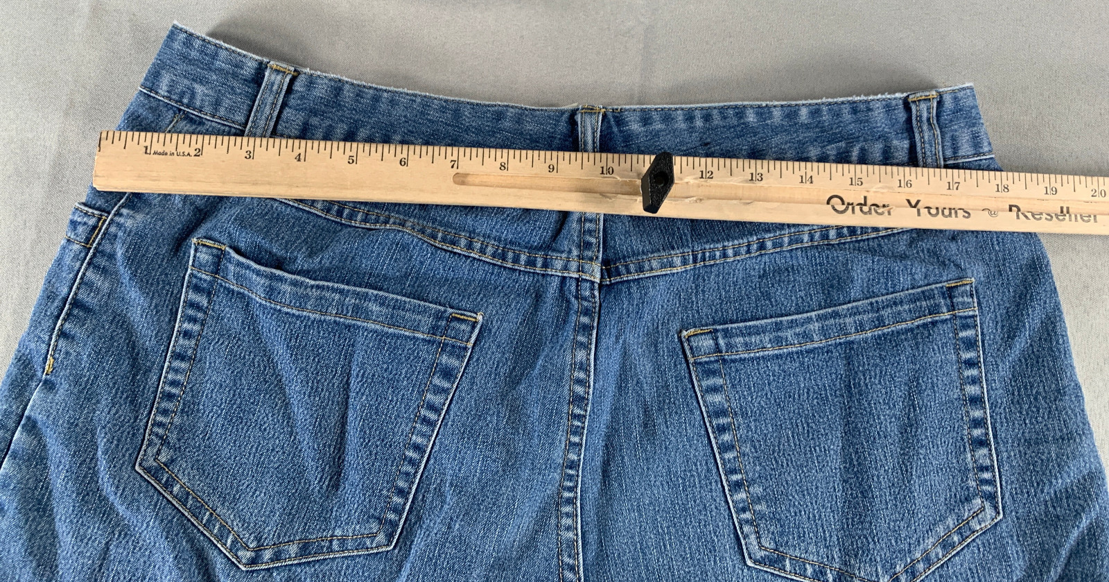 Cherokee Blue Jean Shorts Womens 12 Stretch Denim Mid Rise 5 Pocket Casual Class