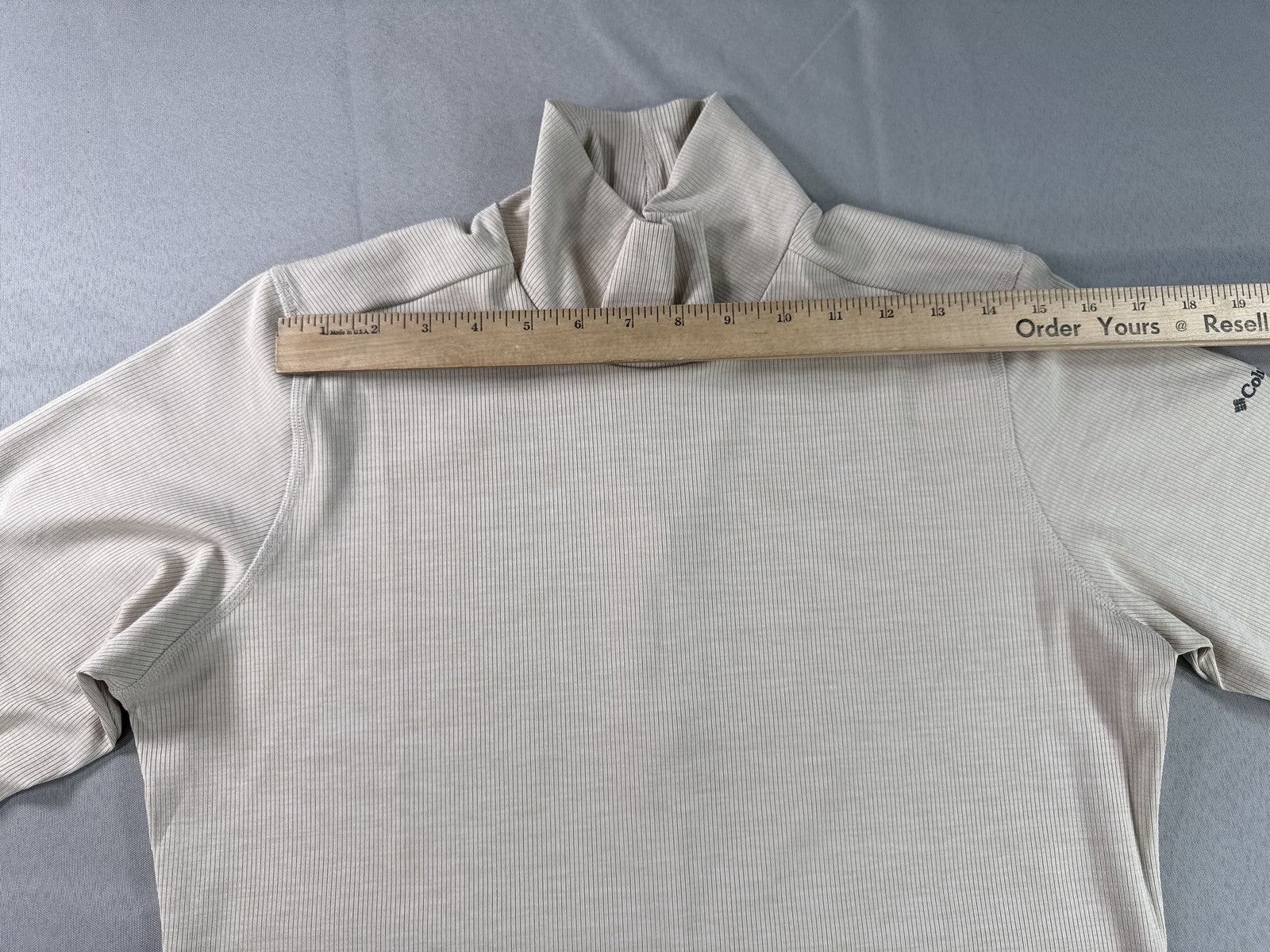 Columbia Mock Neck Long Sleeve Pullover XL Top Beige Ribbed Soft Polyester Mens